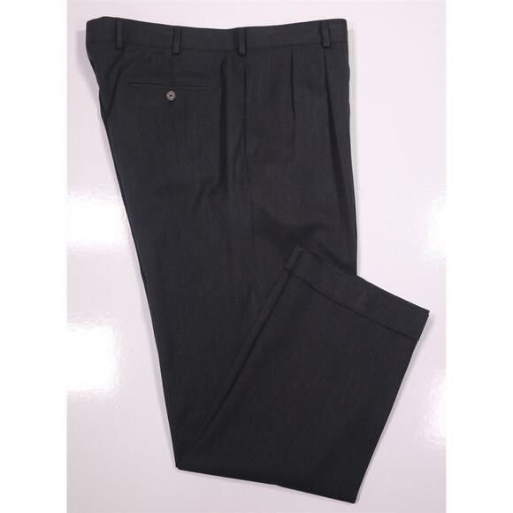 Brooks Brothers Madison Solid Charcoal Gray Pleated Wool Dress Pants 40x30 - Picture 1 of 8
